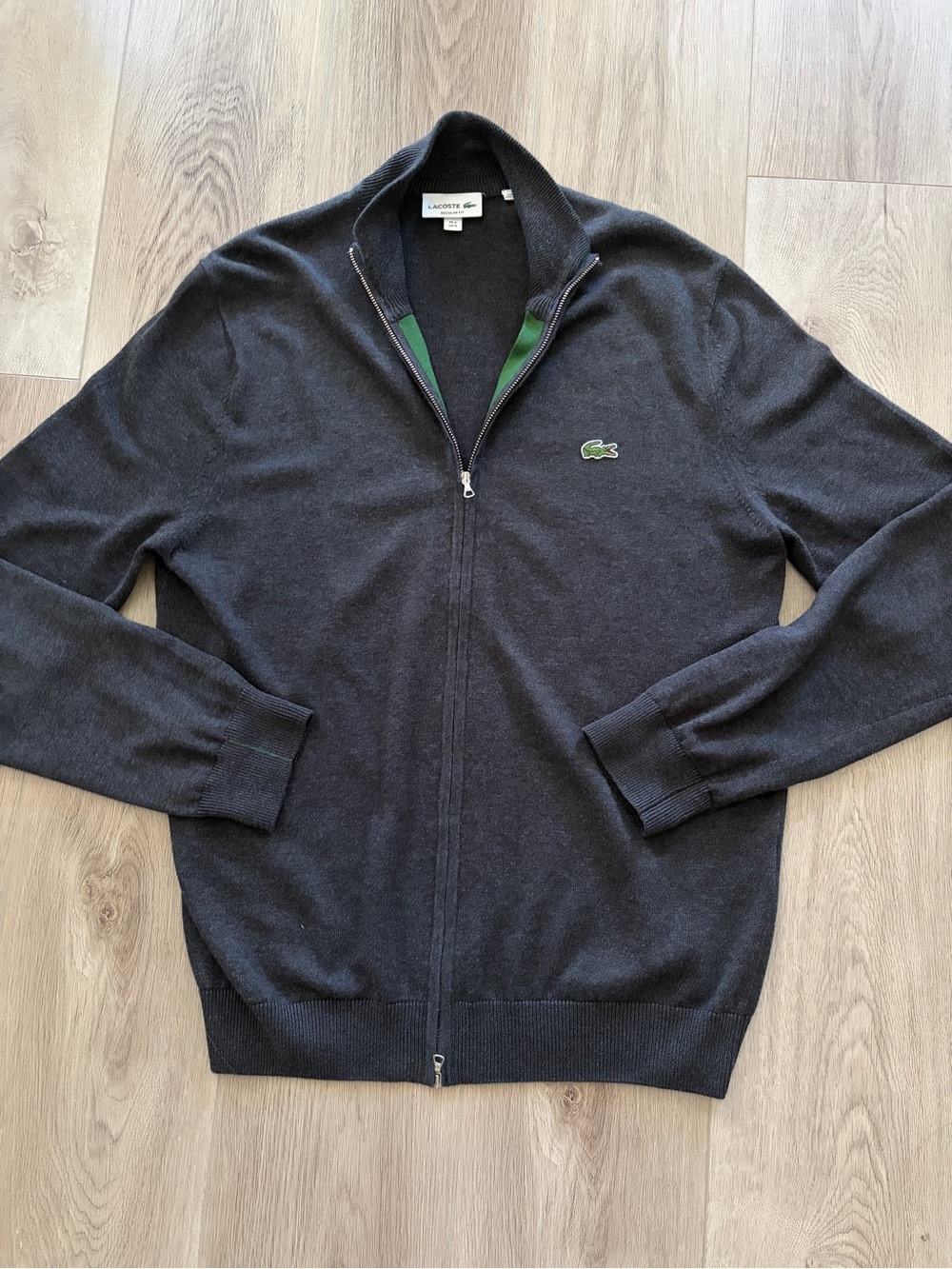Lacoste Men's Dark Gray Full-Zip Knit Sweater